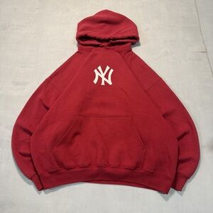 Printed New York Yankees Men's pullover hoodie Y2K Red Size XL